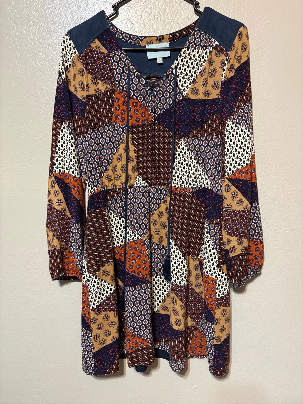 Women’s Skies Are Blue Long Sleeve Patchwork look dress Size M